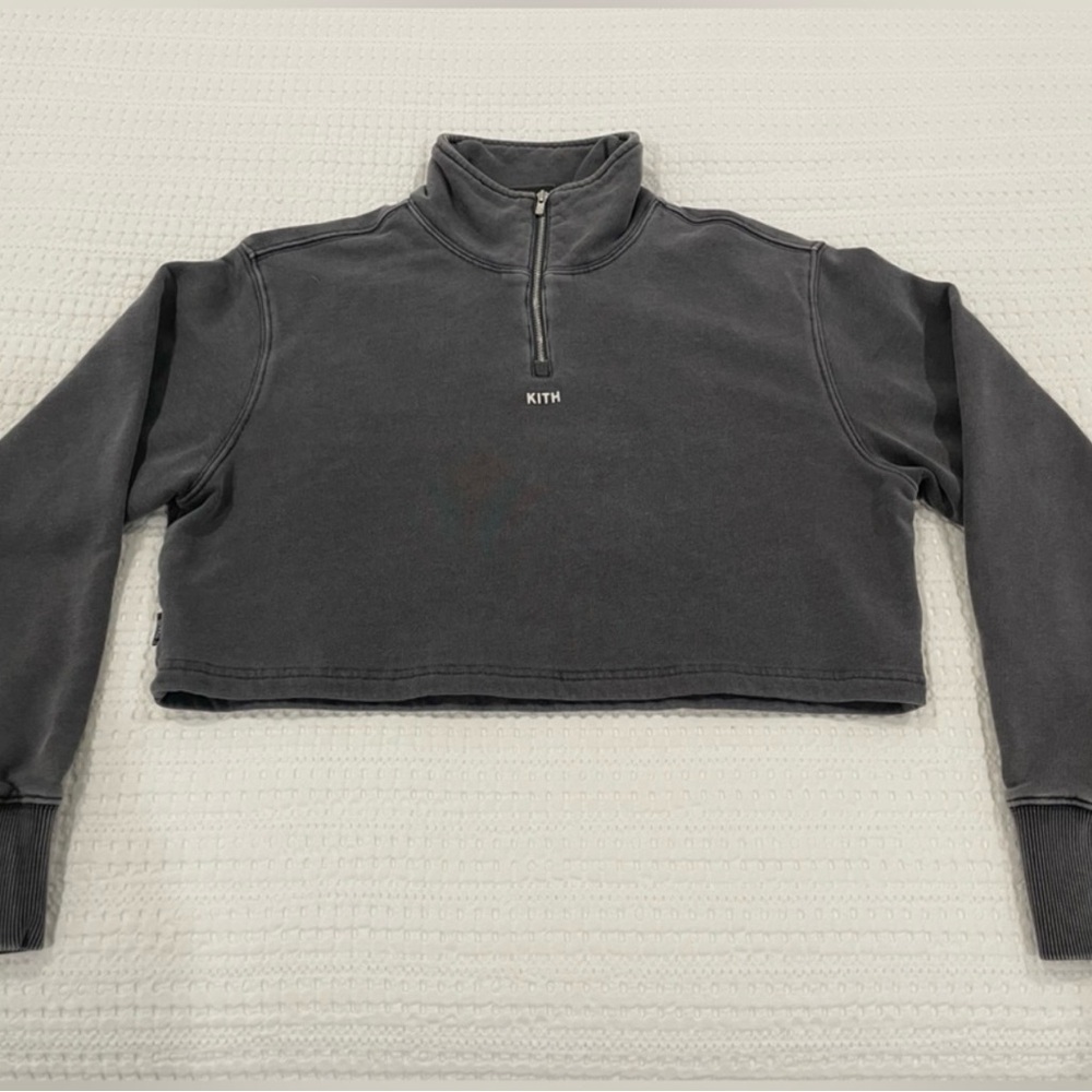 Kith charcoal/grey crop pullover zip